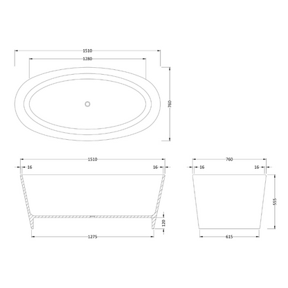 Hudson Reed Oval | Freestanding Bath & Push Button Waste