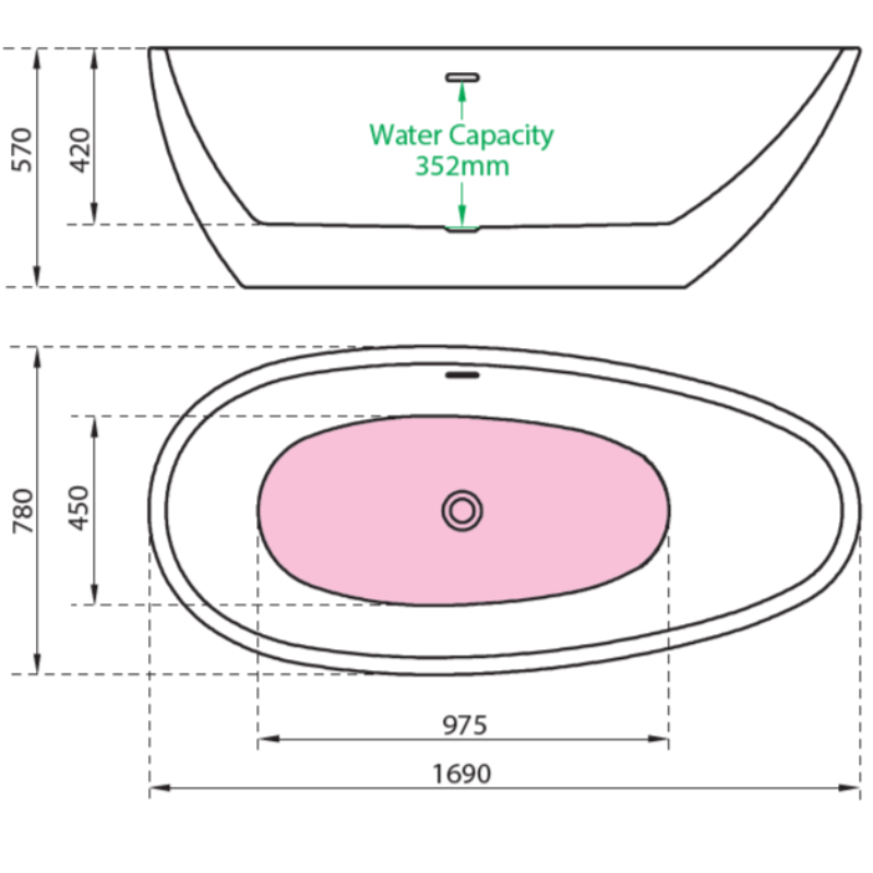 Charlotte Edwards Ruby | Freestanding Double ended Oval Bath - 1690mm