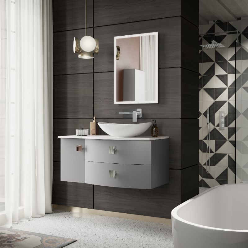 Hudson Reed Sarenna Wall Hung Left Hand Vanity Unit with Polymarble Basin - 1000mm