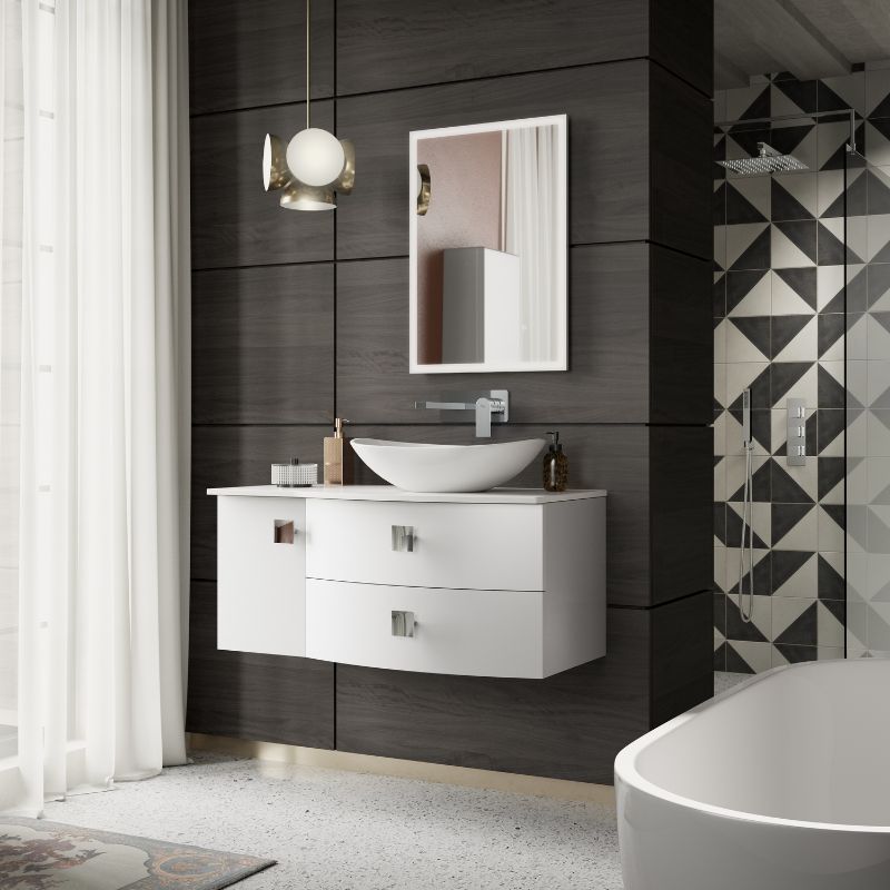 Hudson Reed Sarenna Wall Hung Right Hand Vanity Unit with Polymarble Basin - 1000mm