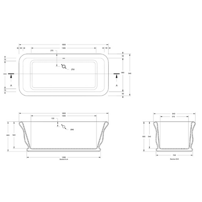 Bc Designs Senator Curved | Freestanding Square Bath - 1804mm