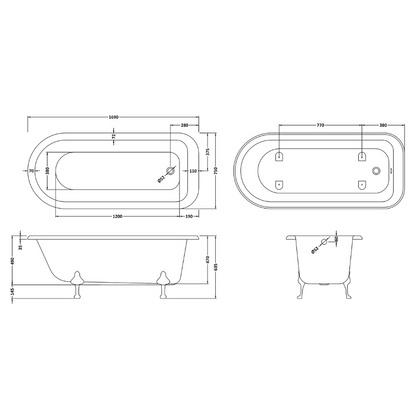 Old London Single Ended Freestanding Bath - 1700mm