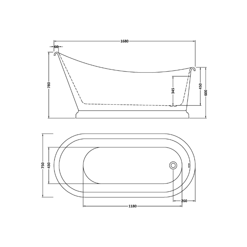 Bc Designs Freestanding Slipper Bath | 1700mm