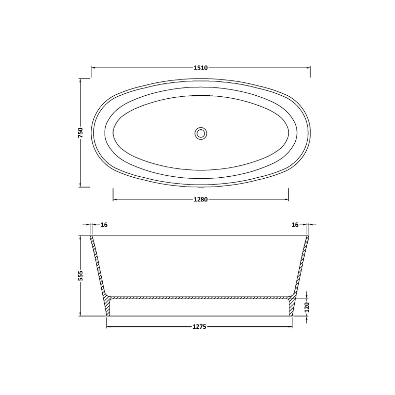 Bc Designs Sorpressa Compact | Freestanding Round Bath - 1510mm