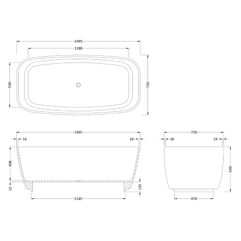 Hudson Reed Square | Freestanding Bath & Push Button Waste