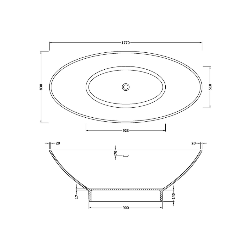 Bc Designs Tasse Rimless | Freestanding Bath - 1770mm