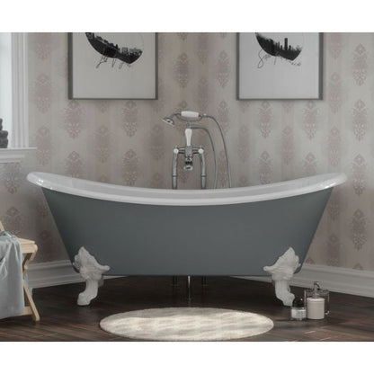 Hurlingham Tebb | Freestanding Cast Iron Bath Roll Top Bath With Feet - 1840mm