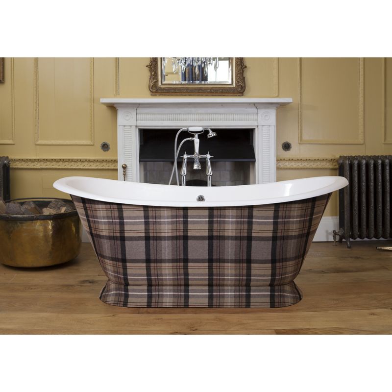 Hurlingham Galleon Fabric | Freestanding Cast Iron Roll Top Bath - 1675mm