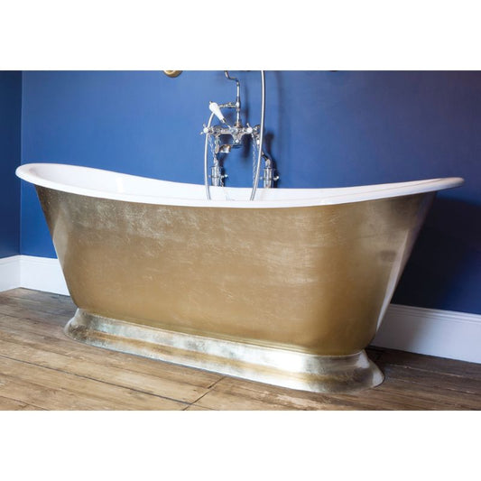 Hurlingham Galleon Hand Gilded | Freestanding Cast Iron Roll Top Bath - 1675mm