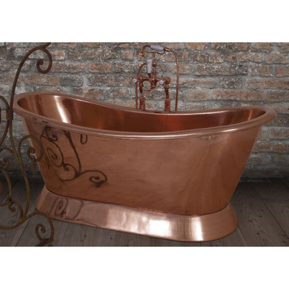 Hurlingham Copper & Nickel Bateau | Freestanding Double Ended Plinth Bath - 1670mm