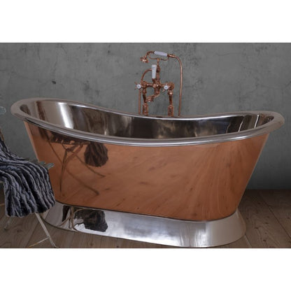 Hurlingham Copper & Nickel Bateau | Freestanding Double Ended Plinth Bath - 1670mm