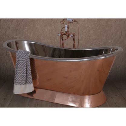 Hurlingham Copper & Nickel Bateau | Freestanding Double Ended Plinth Bath - 1670mm