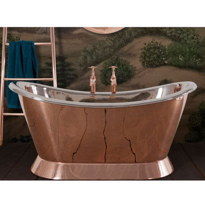 Hurlingham Copper & Nickel Bateau | Freestanding Double Ended Plinth Bath - 1500mm