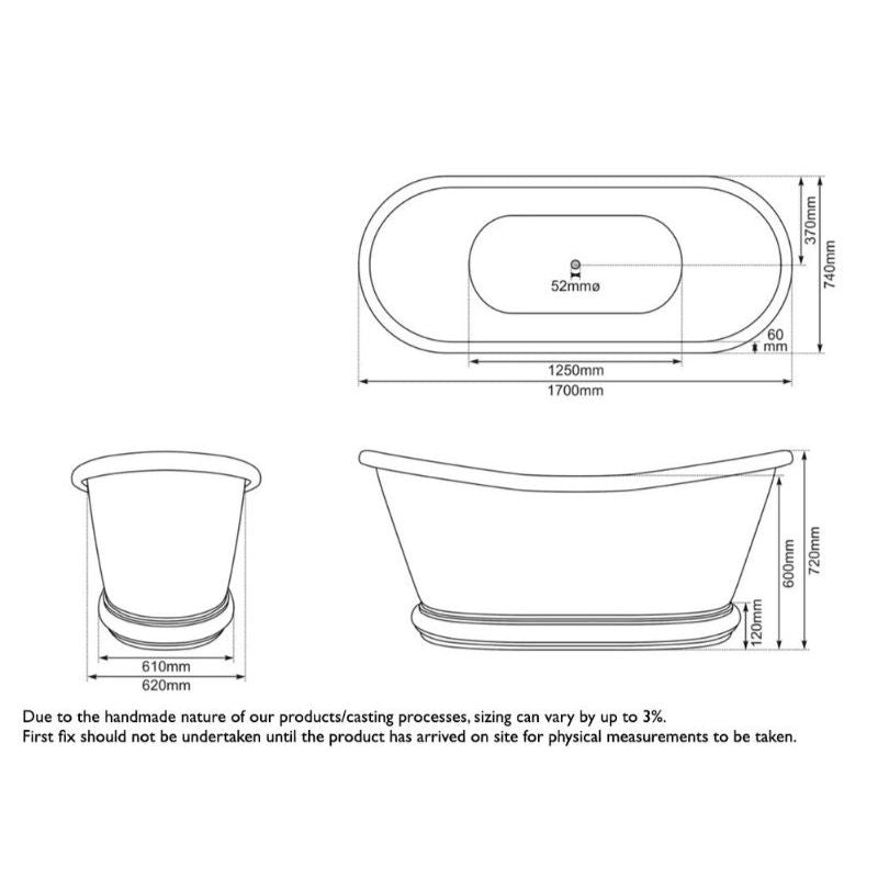 Hurlingham Copper & Nickel Bulle | Freestanding Double Ended Roll Top Bath - 1700mm