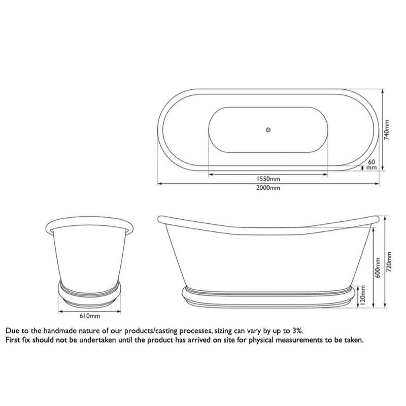 Hurlingham Copper & Nickel Bulle Reserve | Freestanding Double Ended Bath - 2000mm