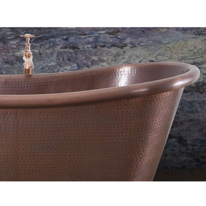 Hurlingham Hammered Copper Bulle | Antique Copper Freestanding Roll Top Bath - 1700mm