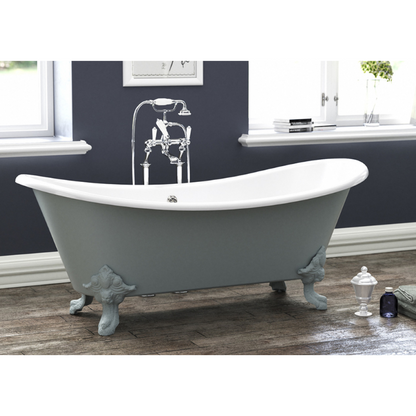 Hurlingham Tebb | Freestanding Cast Iron Bath Roll Top Bath With Feet - 1840mm