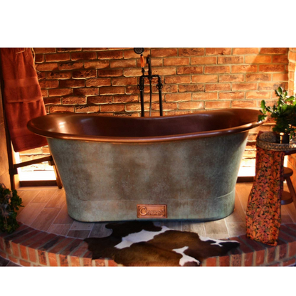 Copper Bathtub Copper Interior & Blue Green Patina Exterior Finish