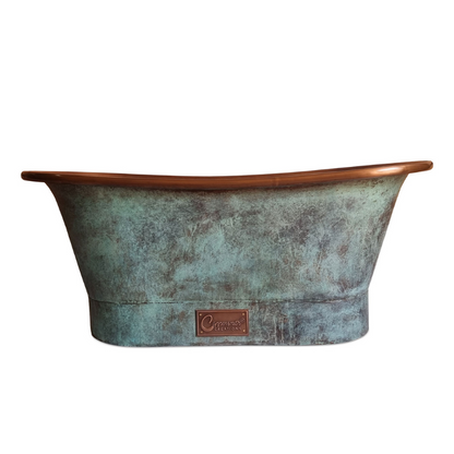 Copper Bathtub Copper Interior & Blue Green Patina Exterior Finish