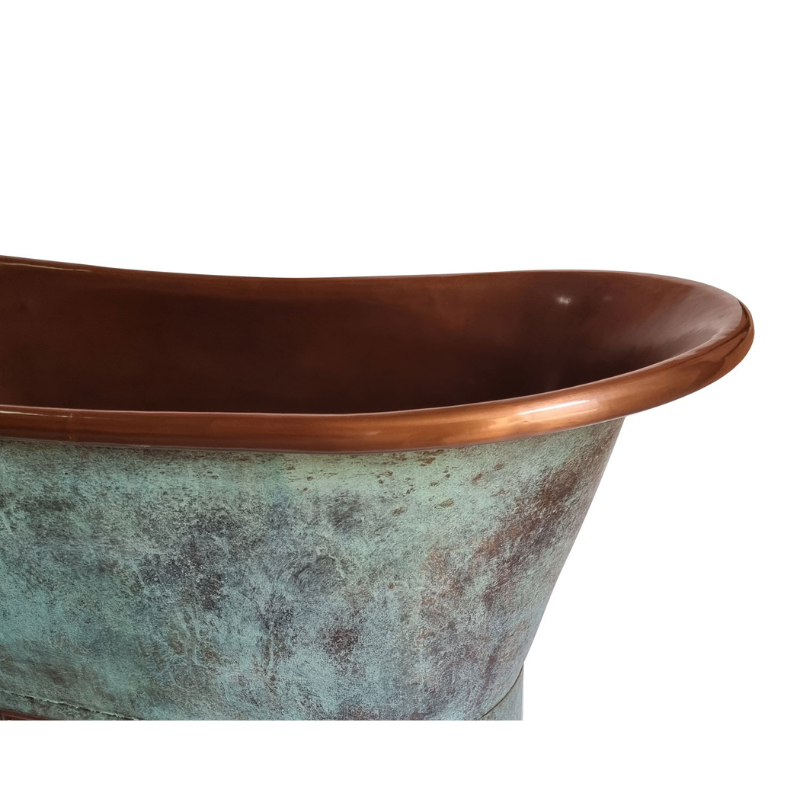 Copper Bathtub Copper Interior & Blue Green Patina Exterior Finish