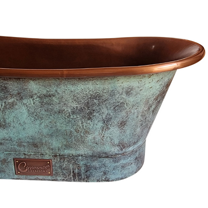 Copper Bathtub Copper Interior & Blue Green Patina Exterior Finish