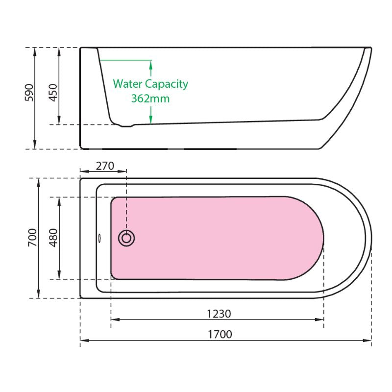 Charlotte Edwards Belgravia | Freestanding Single Ended Bath - 1700mm