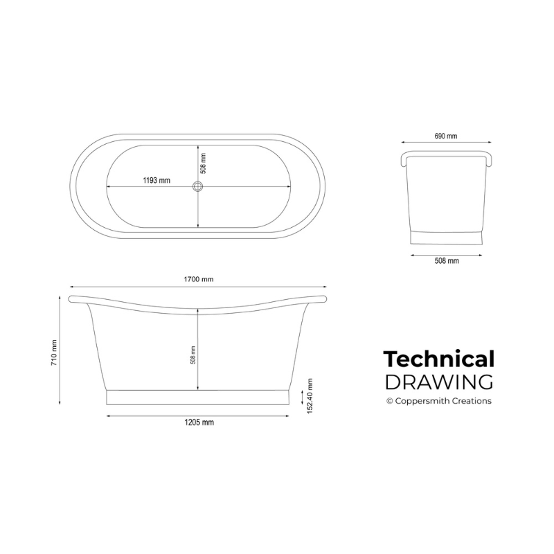 Copper Bathtub Copper Interior & Blue Green Patina Exterior Finish