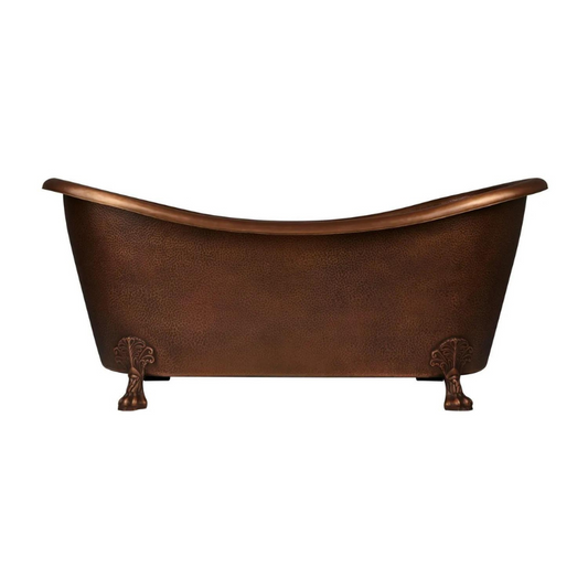 Hammered Clawfoot Copper Double Slipper Tub