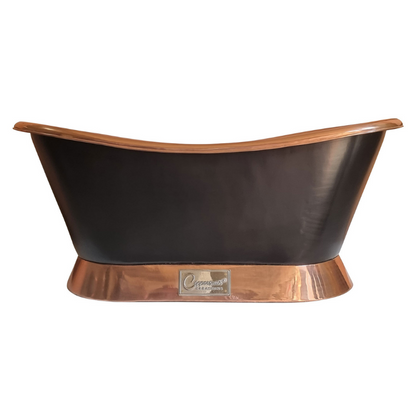 Slanting Base Copper Bathtub Copper Inside & on Base Black Outside