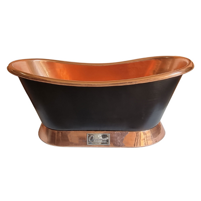 Slanting Base Copper Bathtub Copper Inside & on Base Black Outside