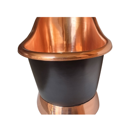 Slanting Base Copper Bathtub Copper Inside & on Base Black Outside