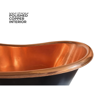 Slanting Base Copper Bathtub Copper Inside & on Base Black Outside