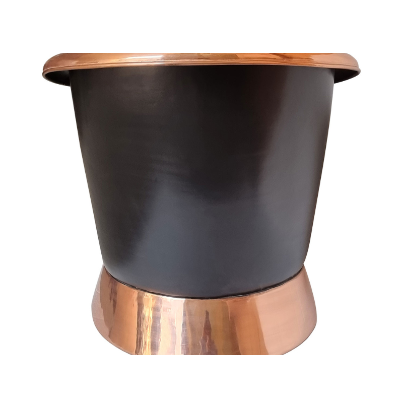 Slanting Base Copper Bathtub Copper Inside & on Base Black Outside