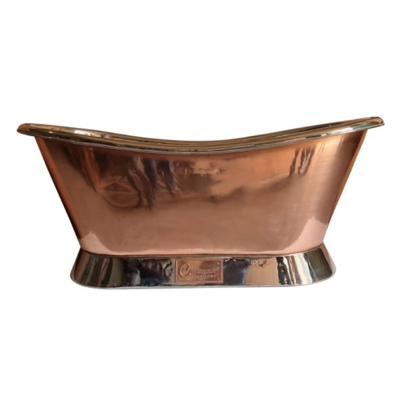 Slanting Base Copper Bathtub Nickel Inside & on Base Copper Outside