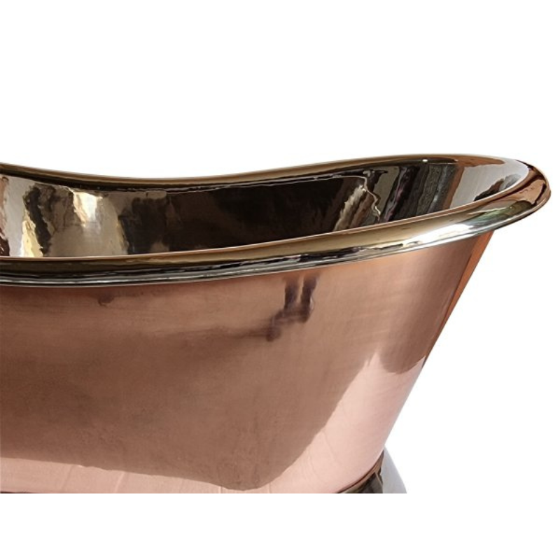 Slanting Base Copper Bathtub Nickel Inside & on Base Copper Outside