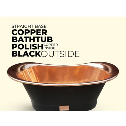 Straight Base Copper Bathtub Black Outside