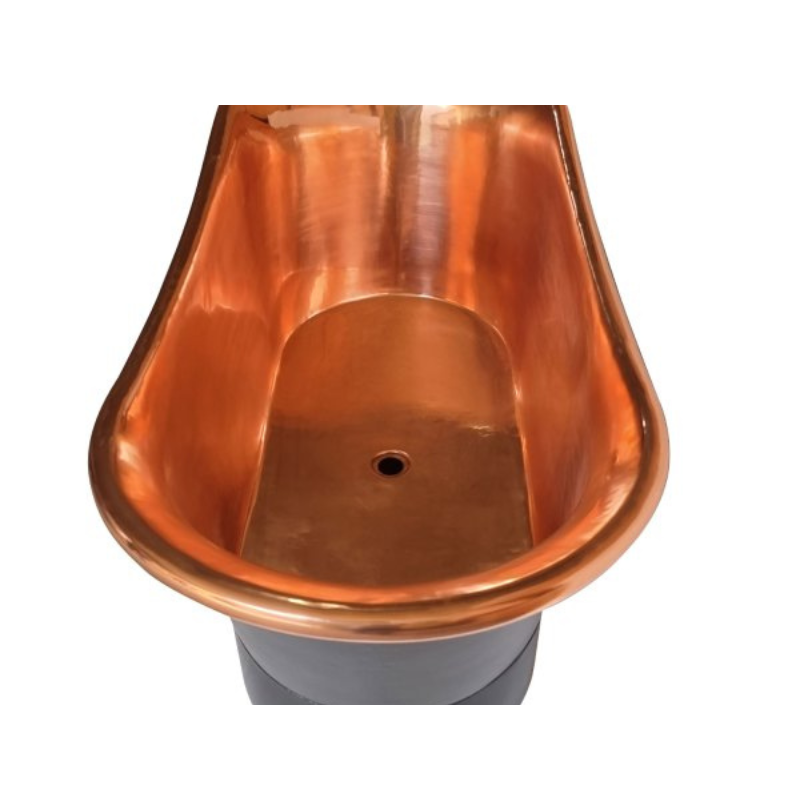 Straight Base Copper Bathtub Black Outside