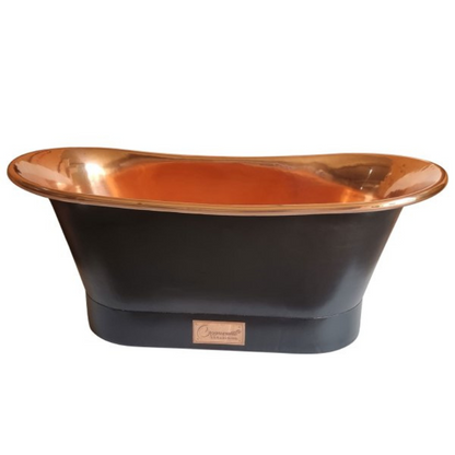 Straight Base Copper Bathtub Black Outside