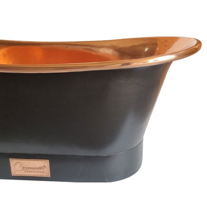 Straight Base Copper Bathtub Black Outside