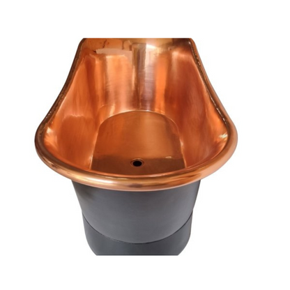 Straight Base Copper Bathtub Black Outside