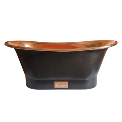 Straight Base Copper Bathtub Black Outside