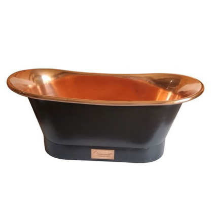 Straight Base Copper Bathtub Black Outside