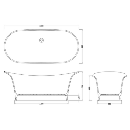 Wivenhoe Freestanding Bath - 1800mm