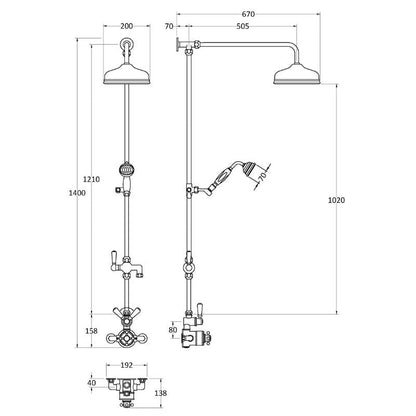 High-end shower system with a traditional feel