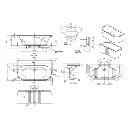 Ancora Round Back To Wall Bath - 1640mm x 590mm - Soak & Luxproduct_vendor#BC-BAS055#