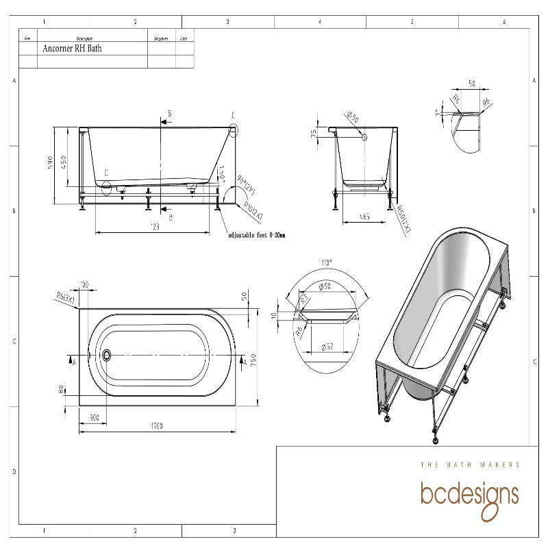 Ancora Single Ended Corner Shower Bath 1700mm x 750mm - Soak & Luxproduct_vendor#Right HandedRight Handed#