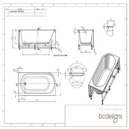 Ancora Single Ended Corner Shower Bath 1700mm x 750mm - Soak & Luxproduct_vendor#Right HandedRight Handed#