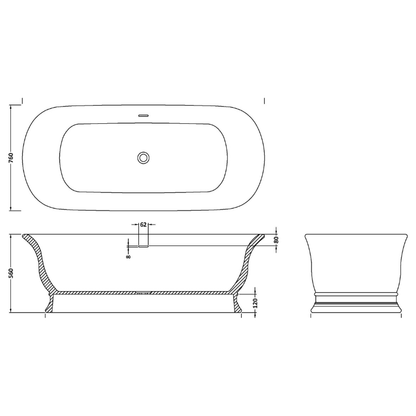 Aurelius Oval Freestanding Bath with Overflow 1740mm x 760mm - No Waste - Soak & Luxproduct_vendor#Polished WhiteBC - BAB030Polished White#