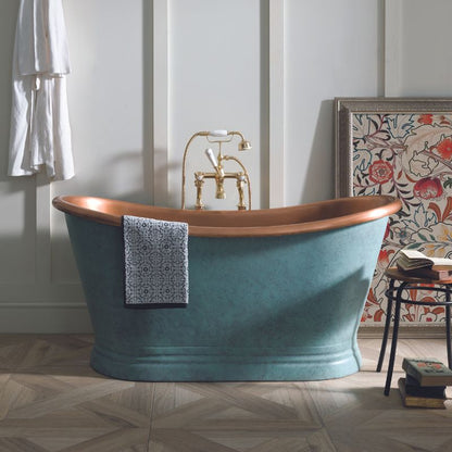 Bc Designs Copper & Verdigris Green | Freestanding Boat Bath - 1500mm/1700mm