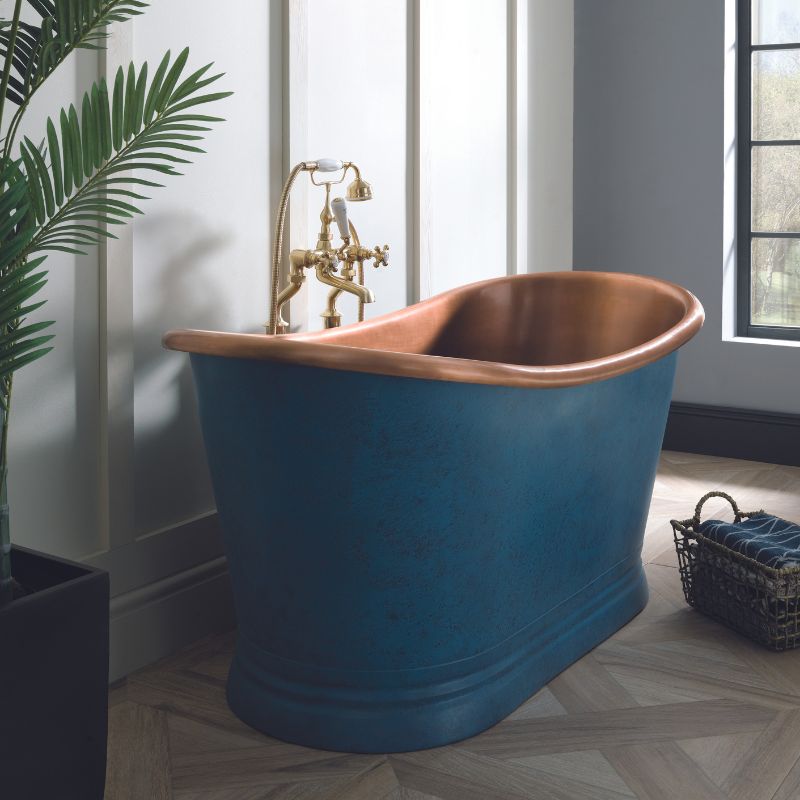 Bc Designs Copper & Patinata Blue | Freestanding Boat Bath - 1500mm/1700mm